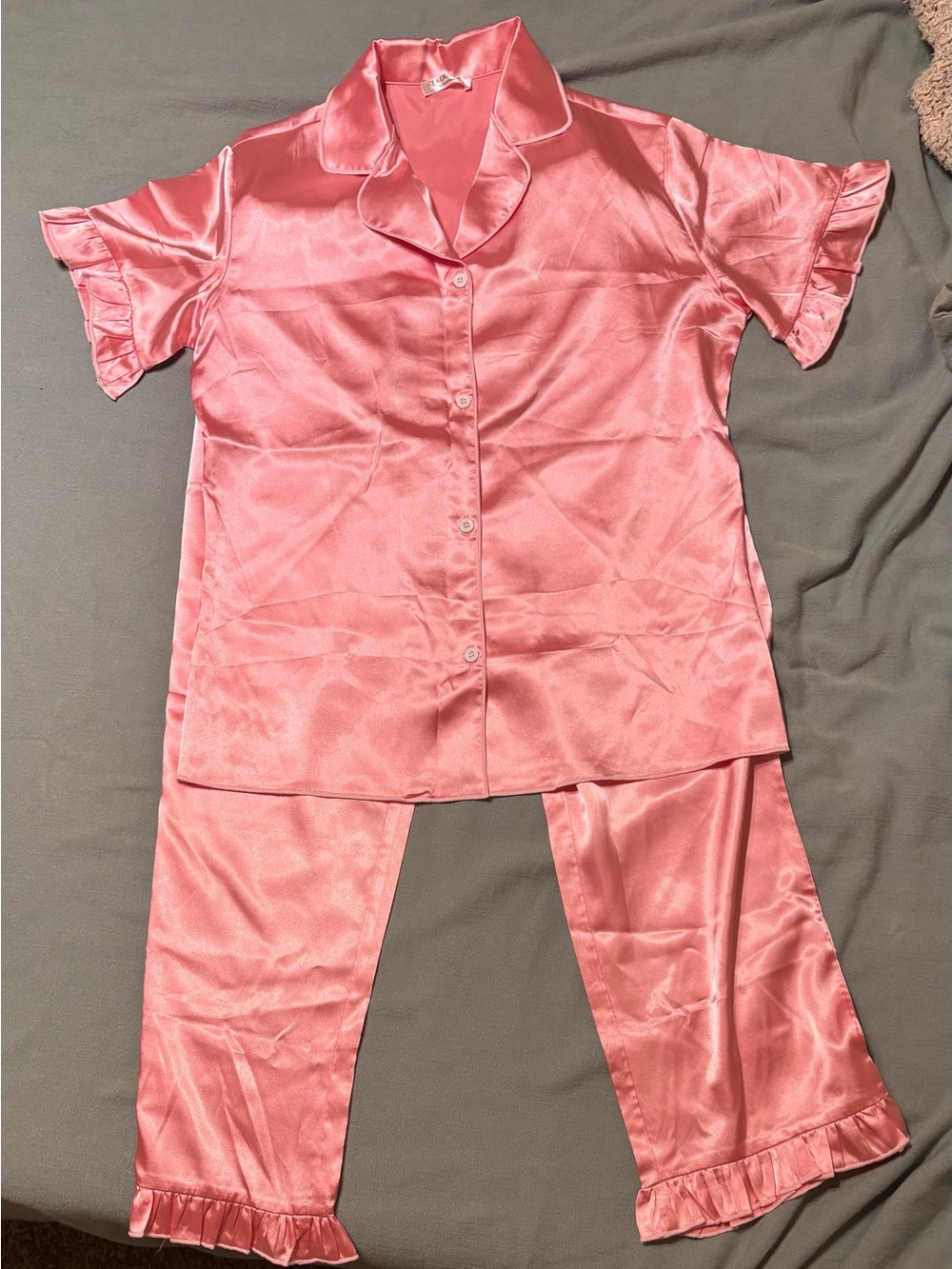 Amazon Women’s Pink Satin Short-Sleeve Pajama Set